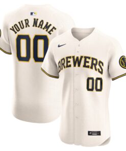 Milwaukee BrewersHome Elite Custom Jersey  Cream