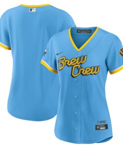 Milwaukee BrewersWomen_s City Connect Replica Team Jersey  Powder Blue