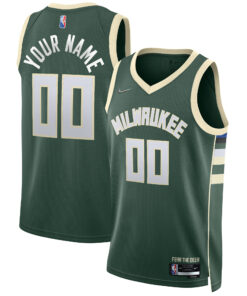 Milwaukee Bucks 202122 Diamond Swingman Custom Jersey - Icon Edition - Hunter Green