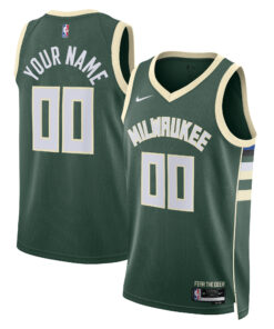 Milwaukee Bucks Unisex Swingman Custom Jersey Hunter Green - Icon Edition