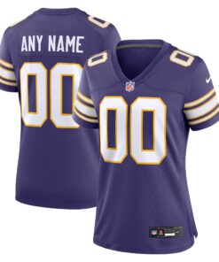 Minnesota Vikings  Women_s Classic Custom Game Jersey  Purple 1