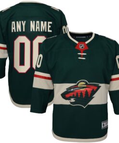 Minnesota Wild Youth Home Premier Custom Jersey  Green 1