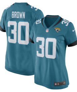 Montaric Brown Jacksonville Jaguars  Women_s Game Player Jersey  Teal