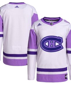 Montreal Canadiens Hockey Fights Cancer Primegreen Authentic Blank Practice Jersey  WhitePurple