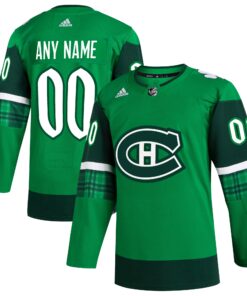  Montreal Canadiens St. Patrick_s Day Authentic Custom Jersey  Kelly Green