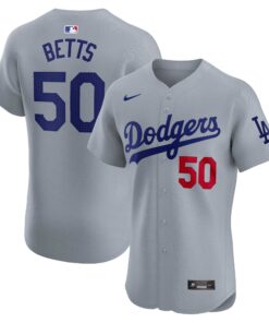 Mookie Betts Los Angeles DodgersAlternate Elite Player Jersey  Gray