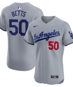 Mookie Betts Los Angeles DodgersRoad Elite Player Jersey  Gray