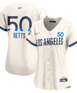 Mookie Betts Los Angeles DodgersWomen_s 2024 City Connect Limited Player Jersey  Cream