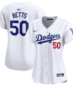 Mookie Betts Los Angeles DodgersWomen_s Home Limited Player Jersey  White