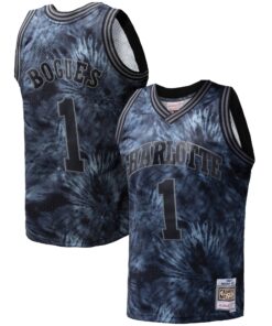 Muggsy Bogues Charlotte Hornets Mitchell &amp Ness Hardwood Classics 199293 Tie-Dye Swingman Jersey - Black