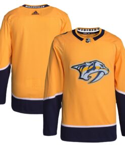 Nashville Predators Men_s Home Primegreen Authentic Jersey  Gold