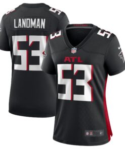 Nate Landman Atlanta Falcons  Women_s Team Game Jersey   Black