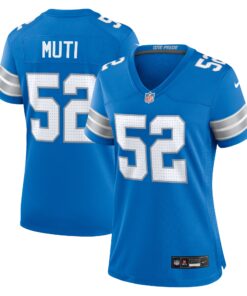 Netane Muti Detroit Lions  Women_s Game Jersey   Blue