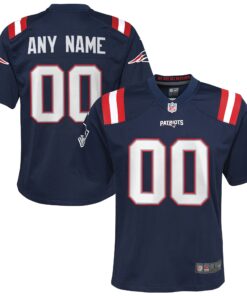 New England Patriots  Youth Custom Game Jersey  Navy