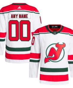  New Jersey Devils  W Anniversary Heritage Primegreen Authentic Custom Jersey  White