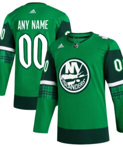  New York Islanders St. Patrick_s Day Authentic Custom Jersey  Kelly Green