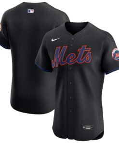 New York MetsAlternate Vapor Premier Elite Patch Jersey  Black