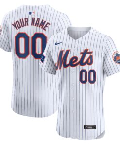 New York MetsHome Elite Custom Patch Jersey  White