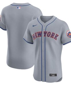  New York MetsRoad Vapor Premier Elite Patch Jersey  Gray