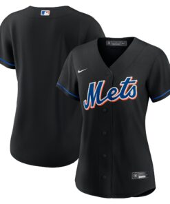New York MetsWomen_s 2022 Alternate Replica Team Jersey  Black