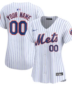 New York MetsWomen_s Home Limited Custom Jersey  White