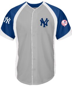 New York Yankees Big amp Tall Colorblock FullButton Jersey  GrayNavy