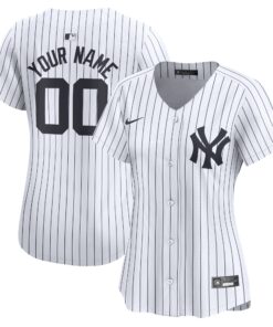 New York YankeesWomen_s Home Limited Custom Jersey  White