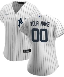 New York YankeesWomen_s Home Replica Custom Jersey  White