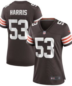 Nick Harris Cleveland Browns  Women_s Game Jersey  Brown