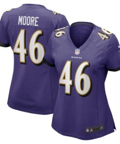 Nick Moore Baltimore Ravens  Women_s Game Player Jersey  Purple