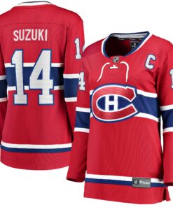 Nick Suzuki Montreal Canadiens Fanatics Women_s Home Captain Patch Breakaway Player Jersey  Red