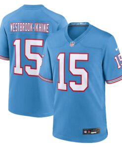 Nick WestbrookIkhine Tennessee Titans  Oilers Throwback Player Game Jersey  Light Blue