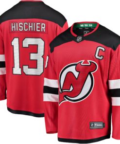 Nico Hischier New Jersey Devils Fanatics Captain Patch Home Breakaway Jersey  Red