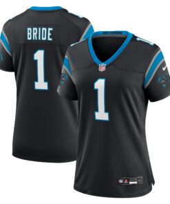 Number 1 Bride Carolina Panthers  Women_s Game Jersey  Black