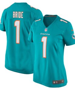 Number 1 Bride Miami Dolphins  Women_s Game Jersey  Aqua