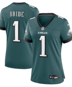 Number 1 Bride Philadelphia Eagles  Women_s Game Jersey  Midnight Green