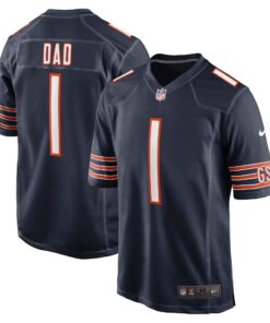 Number 1 Dad Chicago Bears  Game Jersey  Navy 1