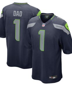 Number 1 Dad Seattle Seahawks  Game Jersey  College Navy 1