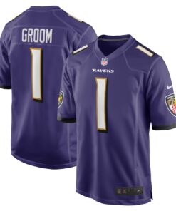 Number 1 Groom Baltimore Ravens  Game Jersey  Purple