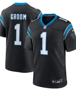 Number 1 Groom Carolina Panthers  Game Jersey  Black