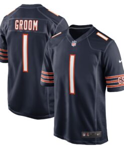 Number 1 Groom Chicago Bears  Game Jersey  Navy