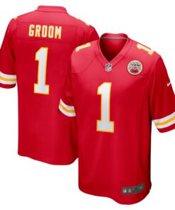 Number 1 Groom Kansas City Chiefs  Game Jersey  Red