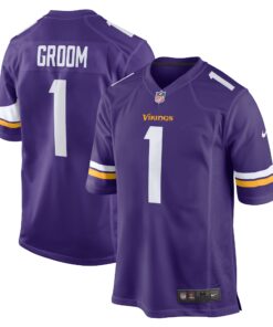 Number 1 Groom Minnesota Vikings  Game Jersey  Purple