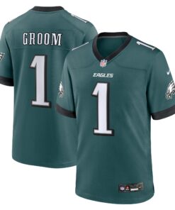 Number 1 Groom Philadelphia Eagles  Game Jersey  Midnight Green