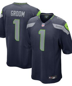 Number 1 Groom Seattle Seahawks  Game Jersey  College Navy