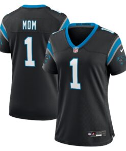 Number 1 Mom Carolina Panthers  Women_s Game Jersey  Black