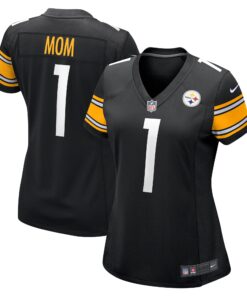 Number 1 Mom Pittsburgh Steelers  Women_s Game Jersey  Black