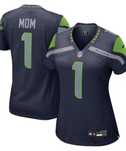 Number 1 Mom Seattle Seahawks  Women_s Game Jersey  College Navy