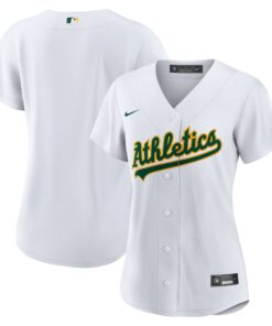 Oakland AthleticsWomen_s Home Blank Replica Jersey  White