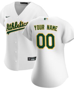 Oakland AthleticsWomen_s Home Replica Custom Jersey  White